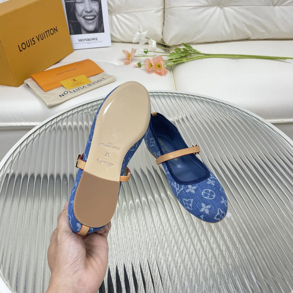 Ballerina piatta LV in tessuto jacquard monogramma blu scuro