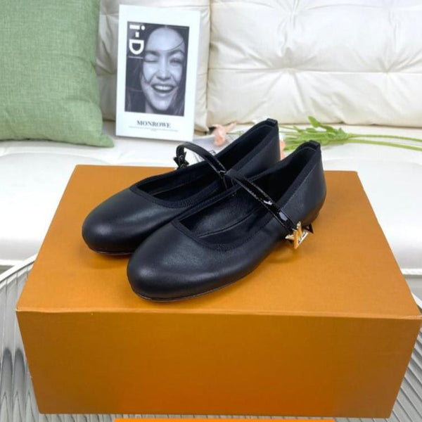 Ballerina piatta LV in pelle di agnello nera