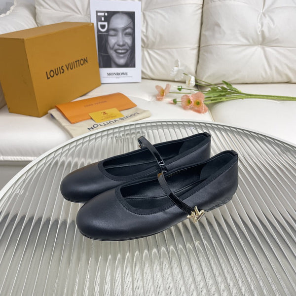 Ballerina piatta LV in pelle di agnello nera