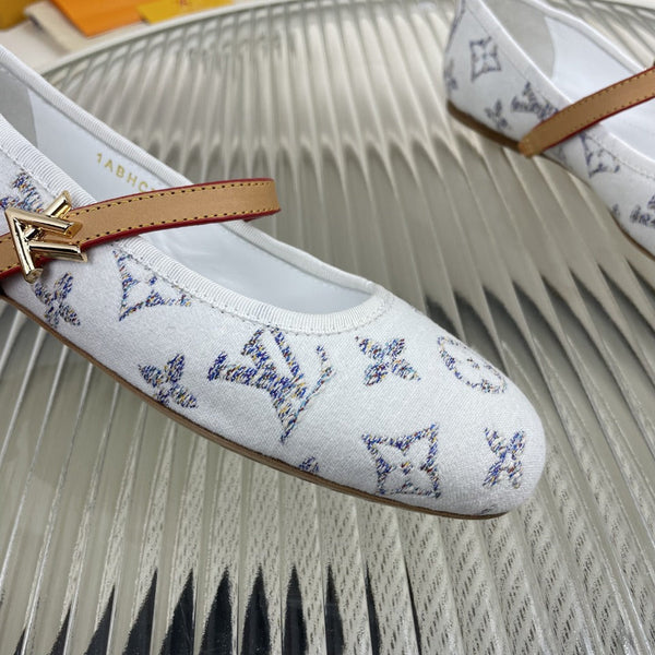 LV Flat Ballerina White Lambskin