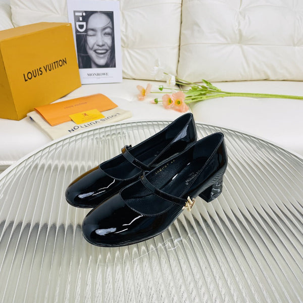LV Medium-Heel 35mm Pumps Glossy Black Lambskin