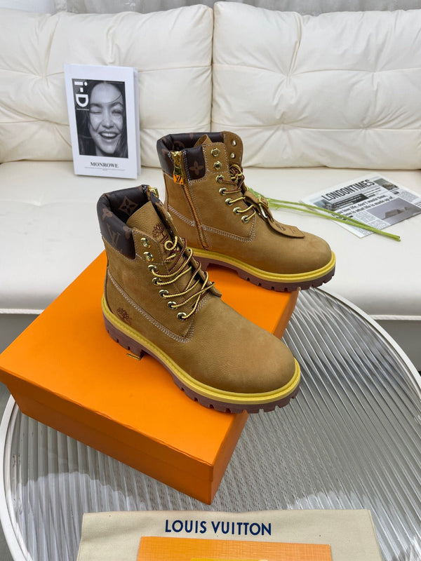 Stivaletto LV x Timberland 50mm in pelle nabuk marrone e giallo