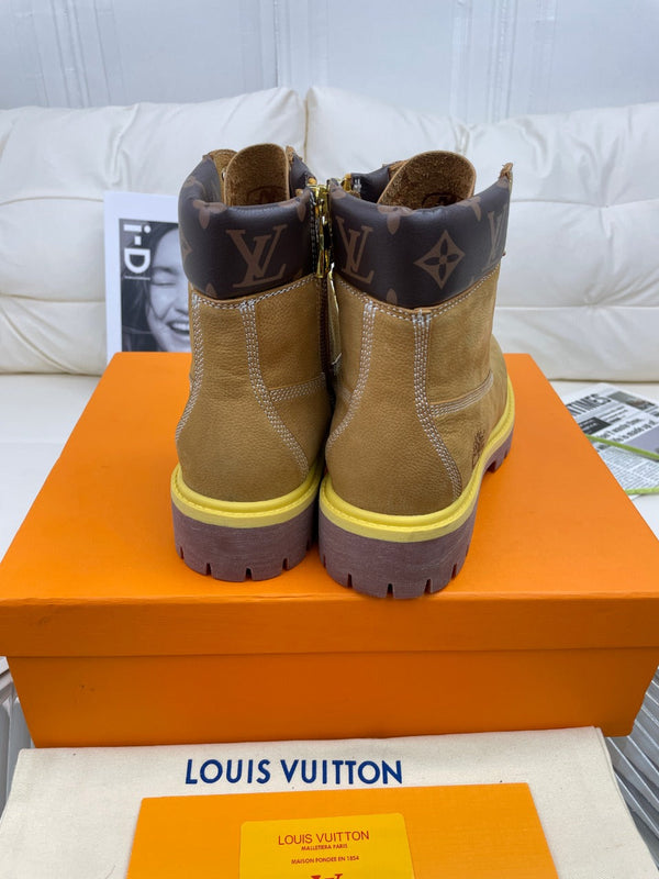 Stivaletto LV x Timberland 50mm in pelle nabuk marrone e giallo