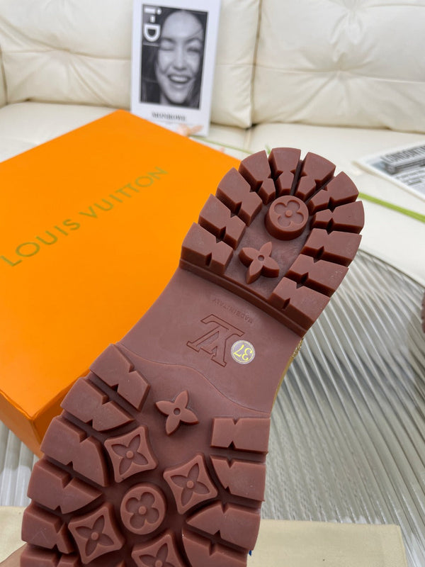 Stivaletto LV x Timberland 50mm in pelle nabuk marrone e giallo