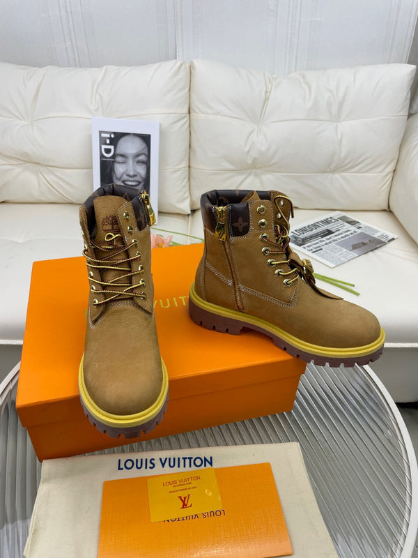 Stivaletto LV x Timberland 50mm in pelle nabuk marrone e giallo