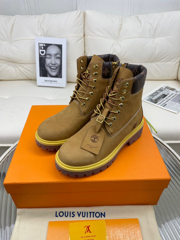 Stivaletto LV x Timberland 50mm in pelle nabuk marrone e giallo