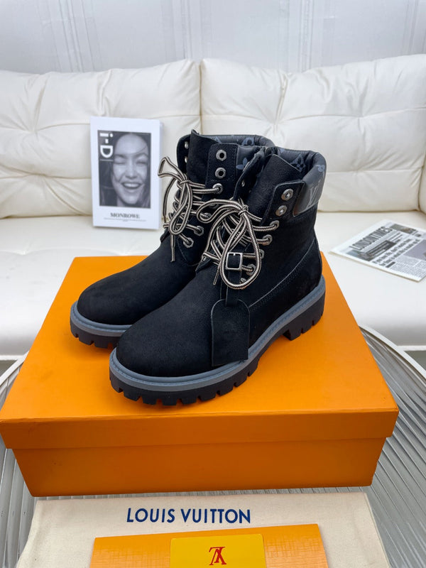 LV x Timberland Ankle Boot 50mm Black Nubuck Leather