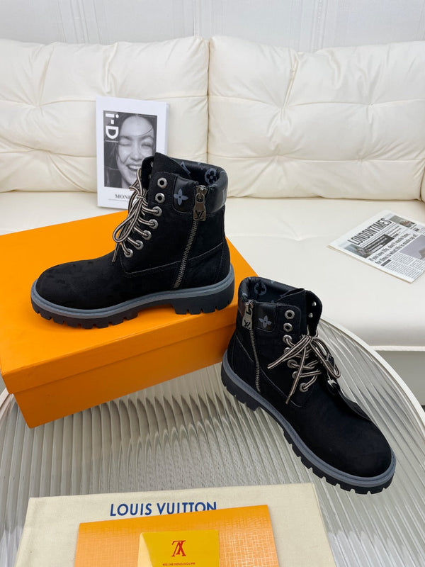 LV x Timberland Ankle Boot 50mm Black Nubuck Leather