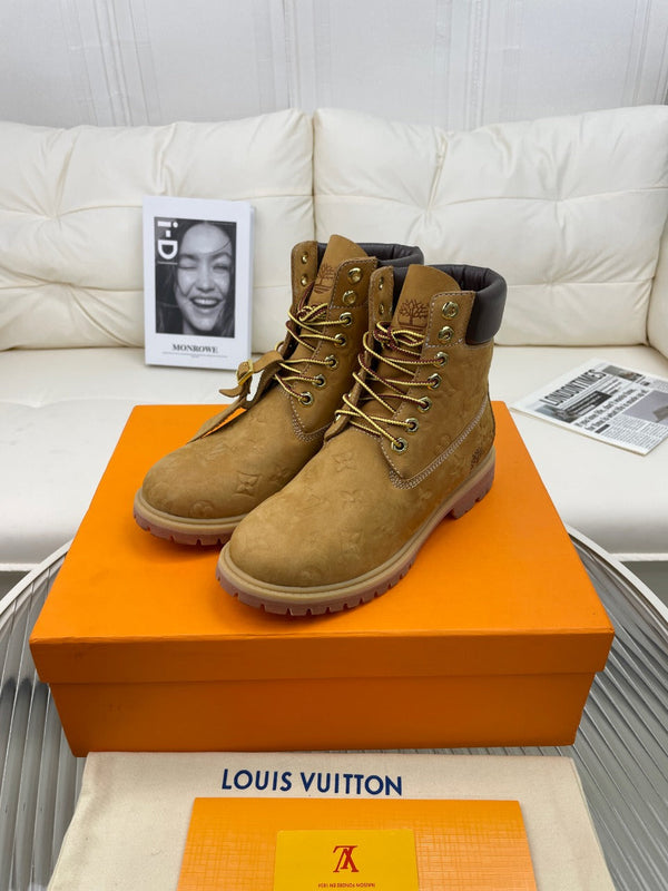 LV x Timberland 6-In Ankle Boot 50mm Brown Yellow Monogram Nubuck Leather