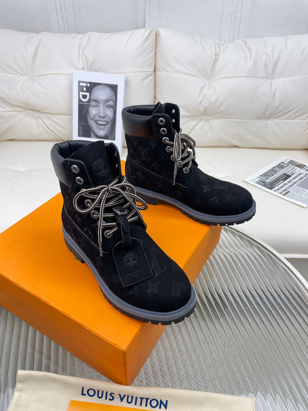 LV x Timberland 6-In Ankle Boot 50mm Black Monogram Nubuck Leather