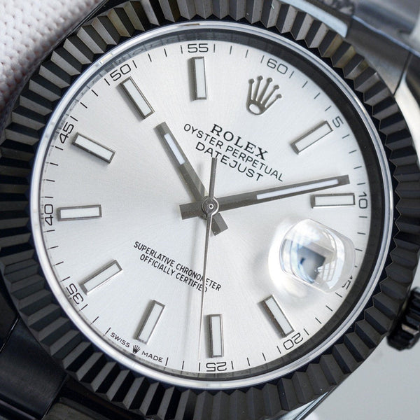 DATEJUST 41MM PERSONALIZZATO QUADRANTE BIANCO PVD NERO