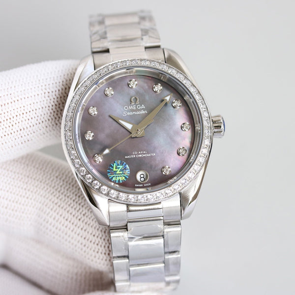 AQUA TERRA 150M CO-AXIAL 34MM STAINLESS STEEL DIAMOND BEZEL
