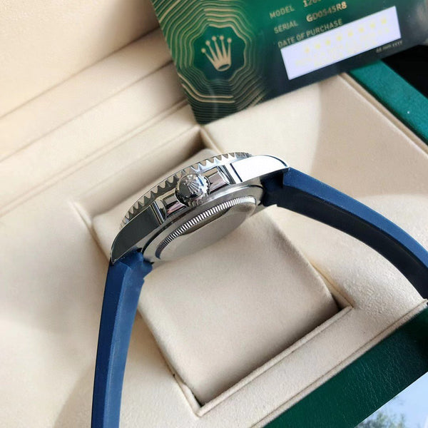 SUBMARINER DATE 41 BLUE BEZEL BLACK DIAL RUBBER STRAP