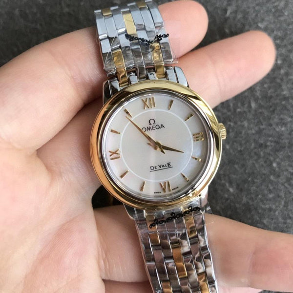 DEVILLE PRESTIGE 27MM QUARTZ GOLD STEEL MOP DIAL