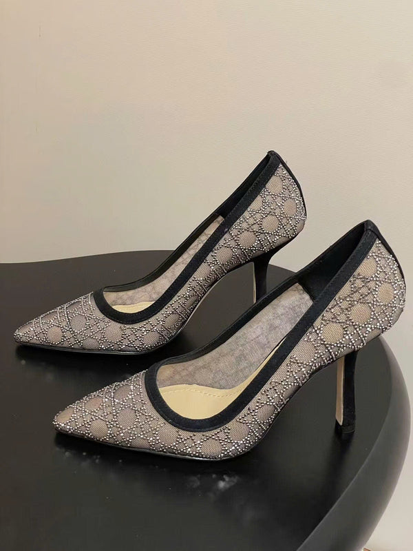 CD Capture Pump 10cm in Black and Nude Mesh