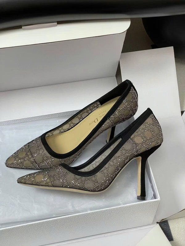 CD Capture Pump 10cm in Black and Nude Mesh