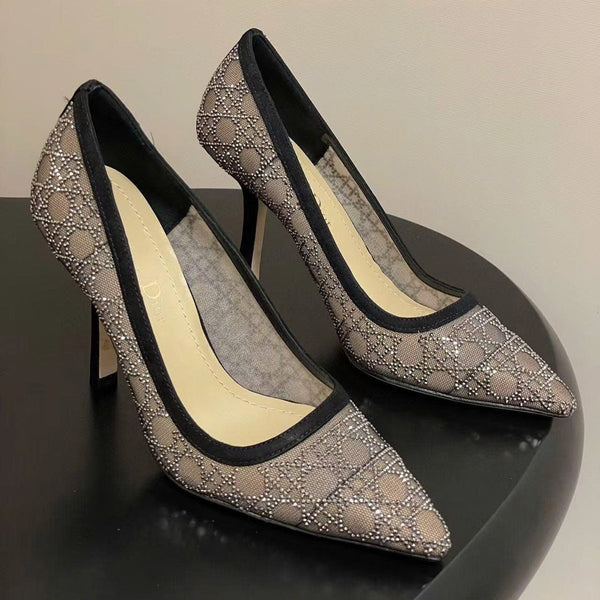 CD Capture Pump 10cm in Black and Nude Mesh