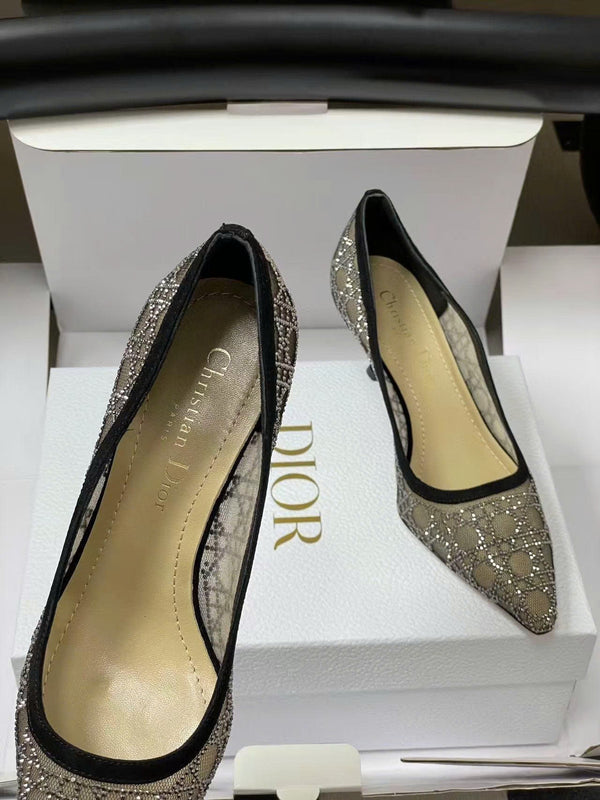 CD Capture Pump 10cm in Black and Nude Mesh