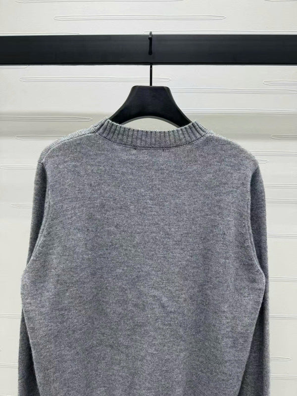 Prad Logo Crew-Neck  Sweater in Natural Wool