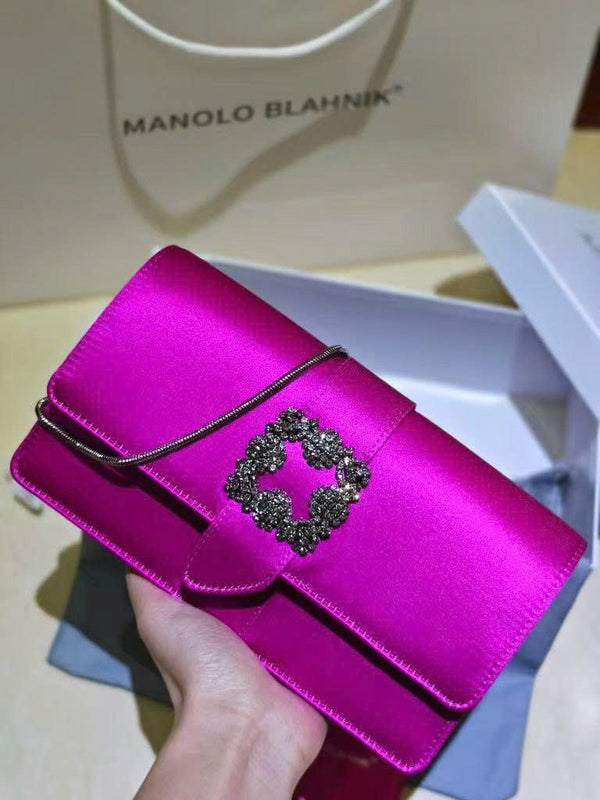 Pochette in raso decorato Manolo Capri in viola