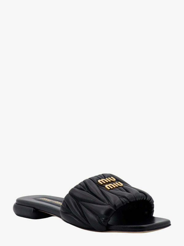 Miu Sandal Black Matelassé Leather