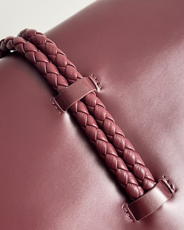 BV Liberta Crossbody Bag Buckle 30cm Barolo Red Cowhide