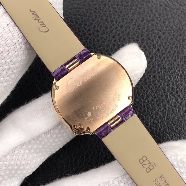 BALLON BLEU DE CARTIER QUARZO ROSA GOD CASSA IN PELLE VIOLA 
