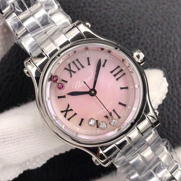 HAPPY DIAMOND AUTOMATIC STAINLESS STEEL CASE PINK DIAL