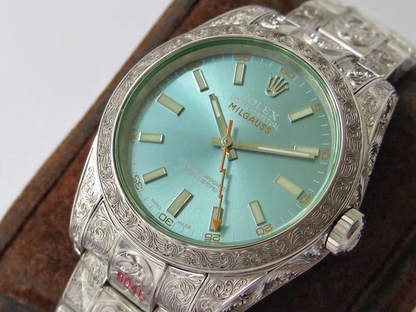 MILGAUSS 40MM STAINLESS STEEL ENGRAVED CASE BLUE DIAL
