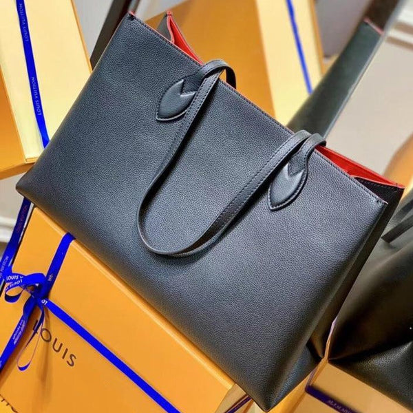 LV LOCKME SHOPPER 42 BLACK GRAINED CALF LEATHER