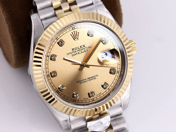 DATEJUST 41 TWO-TONE YELLOW DIAL DIAMOND NUMERALS