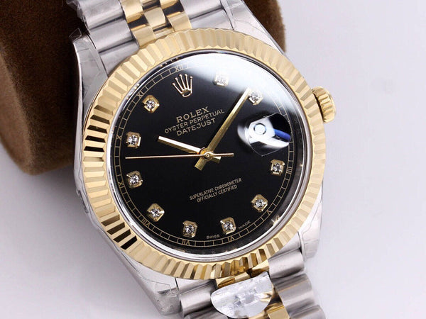 DATEJUST 41 QUADRANTE NERO BICOLORE NUMERI DI DIAMANTI 