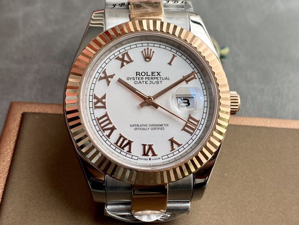 DATEJUST II GOLD STEEL WHITE DIAL ARABIC NUMERALS OYSTER BRACELET