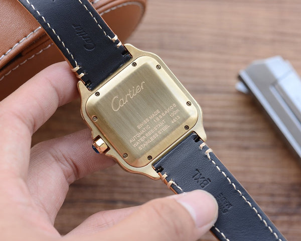 SANTOS DE CARTIE 39MM GOLD CASE LEATHER STRAP