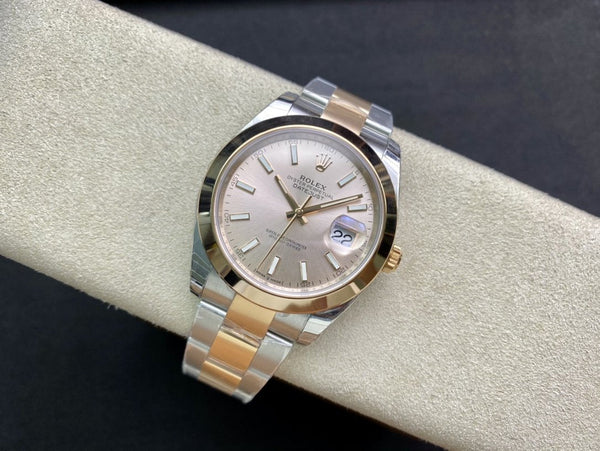 DATEJUST 41MM SMOOTH BEZEL GOLD STEEL GREY DIAL