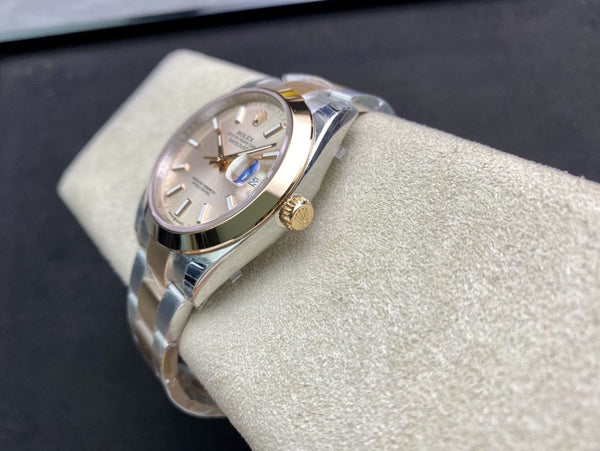 DATEJUST 41MM SMOOTH BEZEL GOLD STEEL GREY DIAL