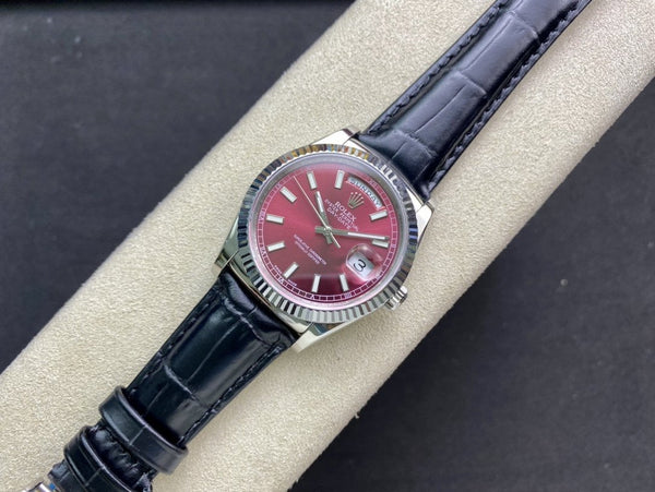 DAY-DATE 41MM STAINLESS STEEL RED DIAL