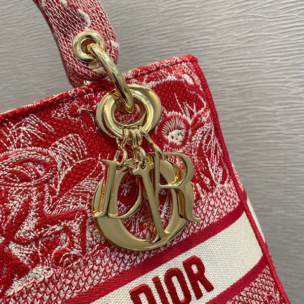 MEDIUM LADY D-LITE 24 RED MULTI COLOR EMBROIDERY