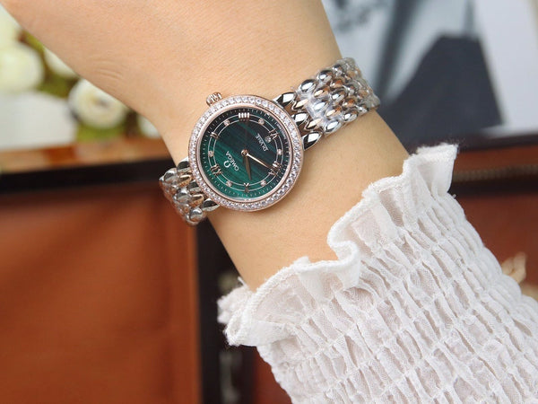 DEVILLE LADYMATIC 29MM QUADRANTE BLU BICOLORE LUNETTA DI DIAMANTI 