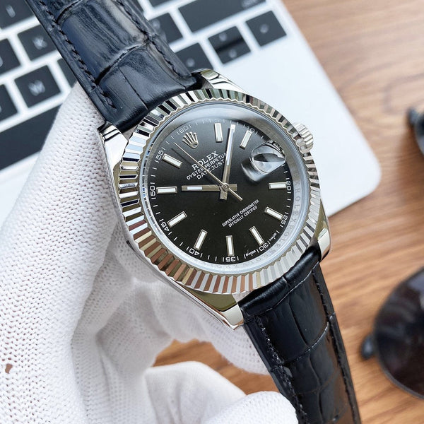 DATEJUST 41 CINTURINO IN PELLE IN ACCIAIO INOSSIDABILE 
