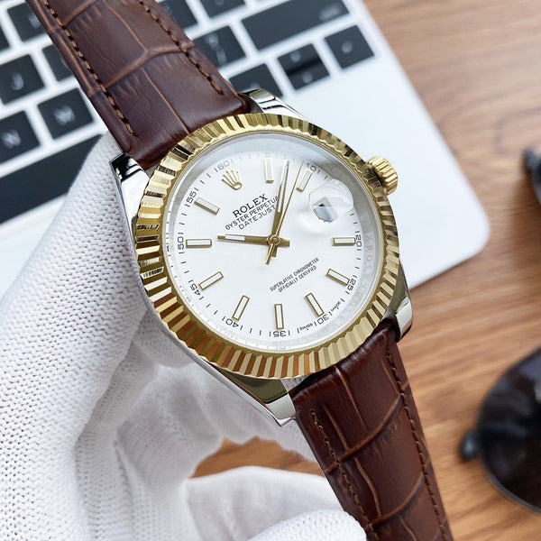 DATEJUST 41 CINTURINO IN PELLE IN ACCIAIO INOSSIDABILE 