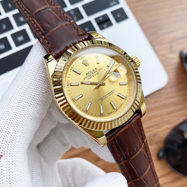 DATEJUST 41 CINTURINO IN PELLE IN ACCIAIO INOSSIDABILE 