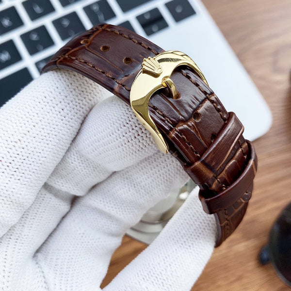 DATEJUST 41 STAINLESS STEEL DIAMOND NUMERALS LEATHER STRAP