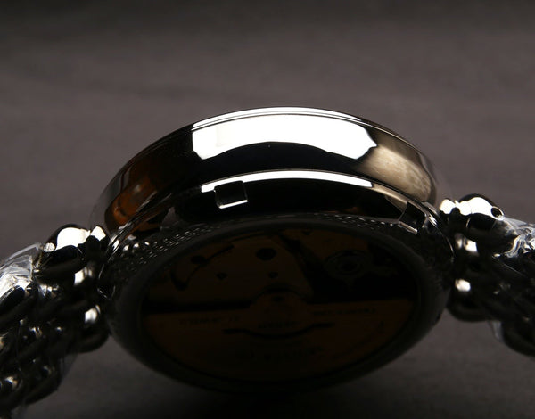 DEVILLE PRESTIGE 32MM STEEL DIAMOND BEZEL BLUE MOP DIAL