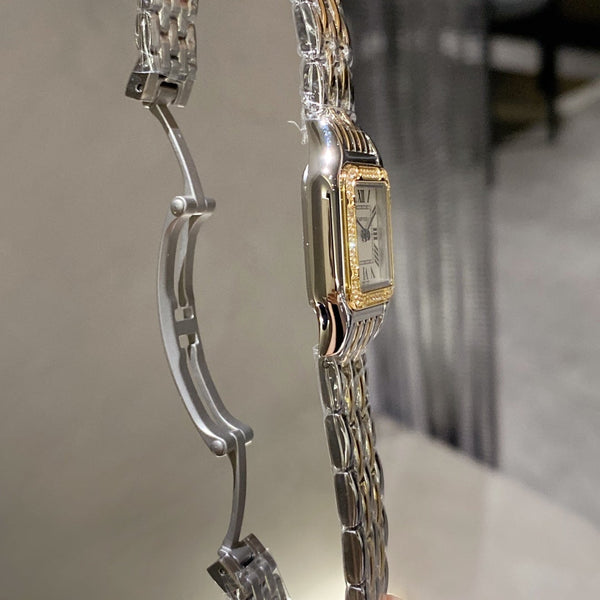 PANTHER 22MM QUARZO ORO ACCIAIO LUNETTA DIAMANTI 