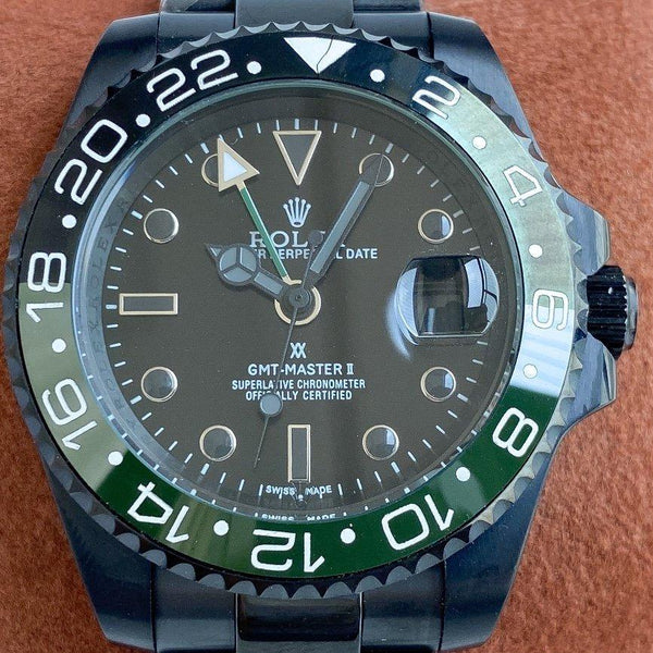 GMT-MASTER II CUSTOM CASSA NERA LUNETTA VERDE NERA 