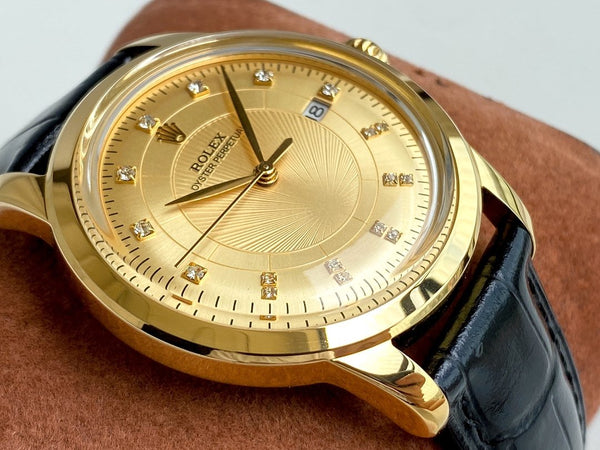 OYSTER PERPETUAL 40MM GOLD CASE LEATHER STRAP