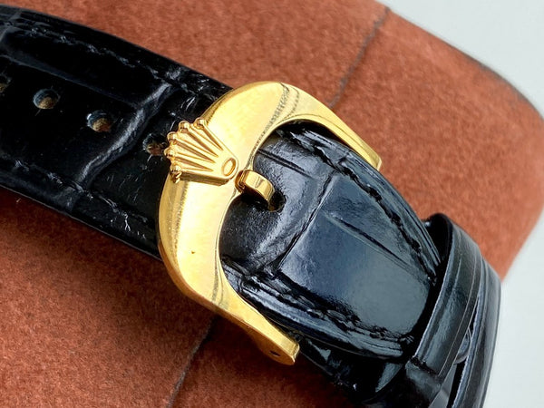 OYSTER PERPETUAL 40MM GOLD CASE LEATHER STRAP