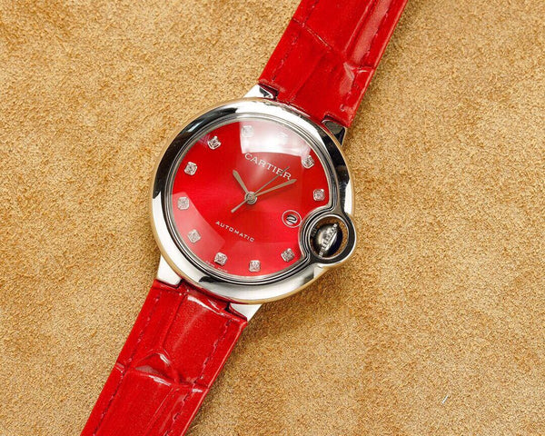 PALLONCINO BLU CASSA IN ACCIAIO 33MM NUMERI IN DIAMANTI CINTURINO IN PELLE 