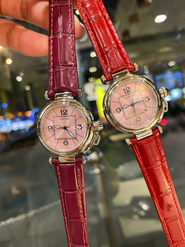 PASHA DE CARTIER QUARZO 35MM QUADRANTE ROSA 
